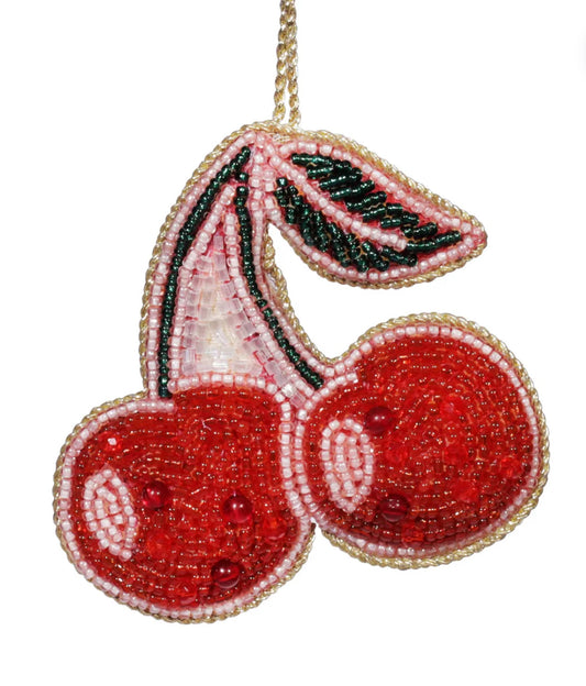 Beaded Cherry Bag Charm